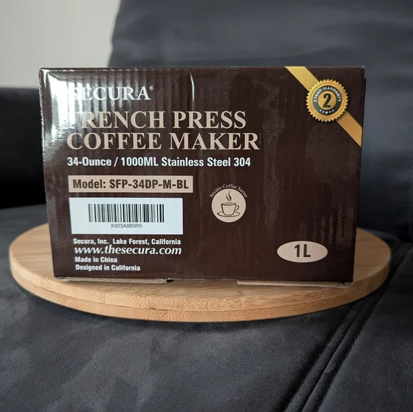 Secura French Press Stainless Steel Blue Coffee Maker - Picture 10 of 10